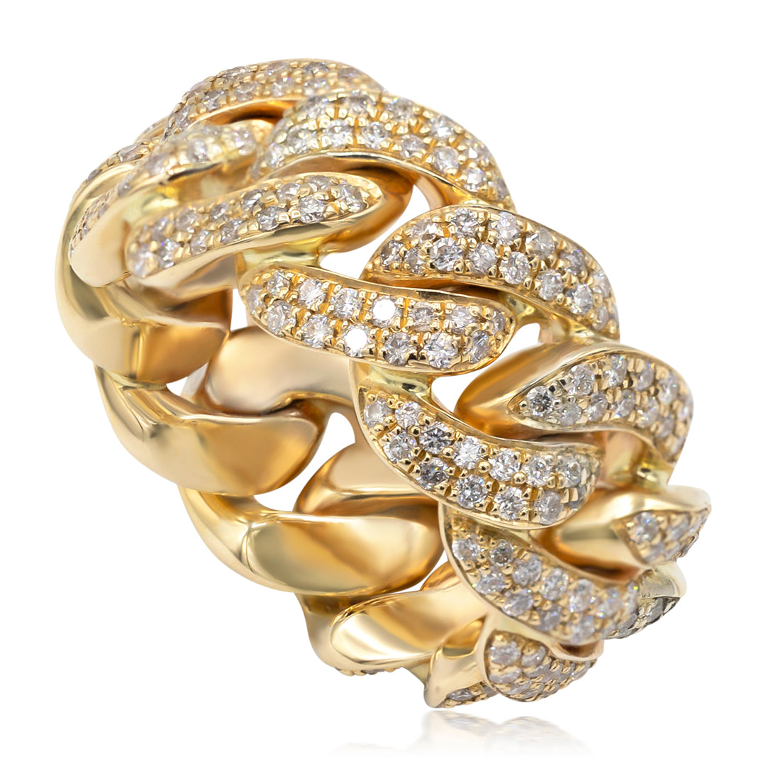 14k yellow gold 2.48 ct diamond cuban link ring Clearance