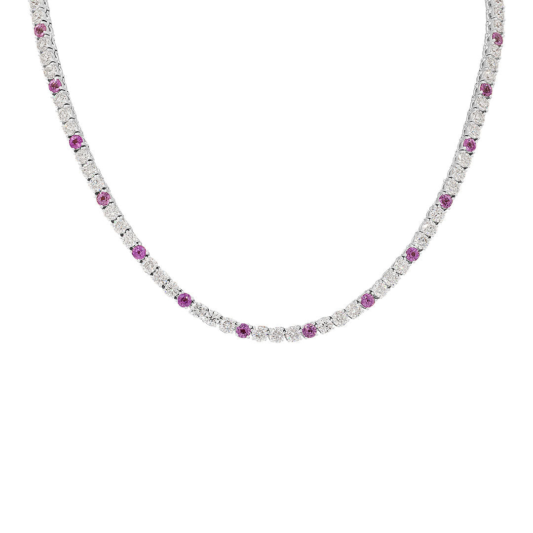 Diamond & Pink Sapphire Tennis Chain