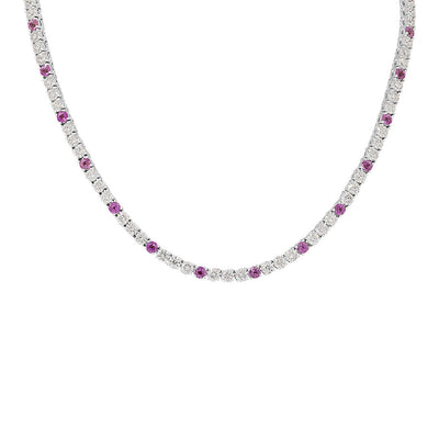 Diamond & Pink Sapphire Tennis Chain