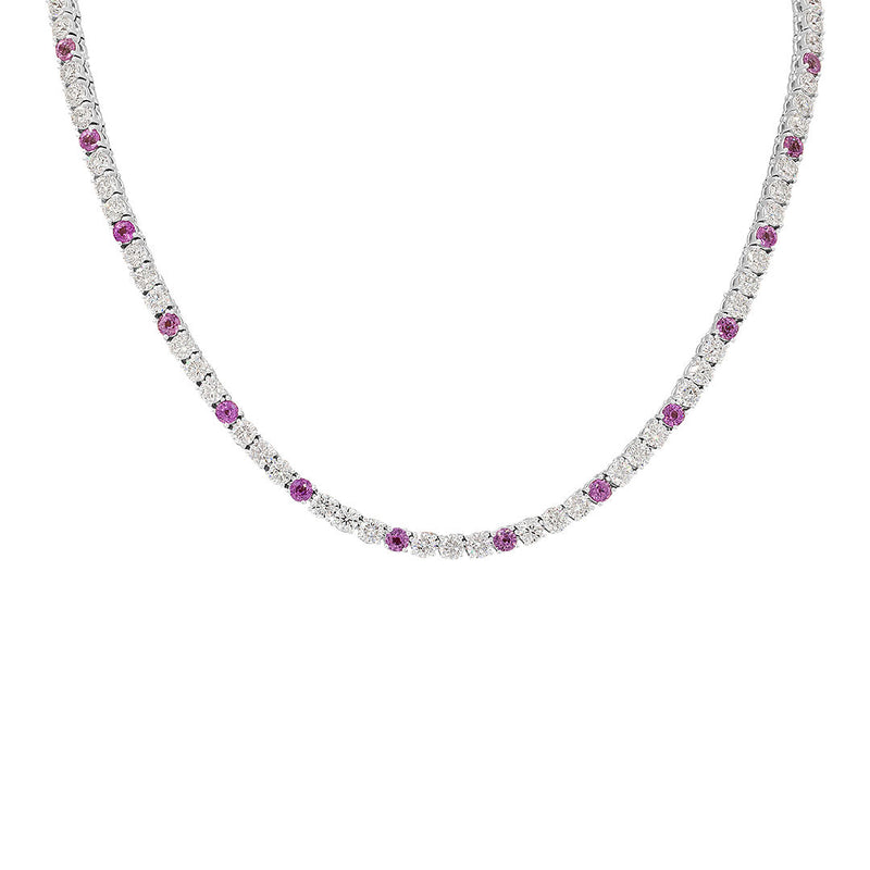 Diamond & Pink Sapphire Tennis Chain