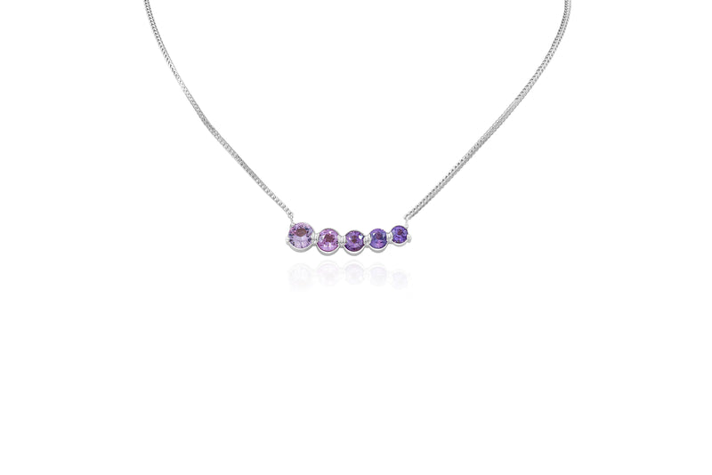Gradient Pink to Purple Sapphire Pendant With Necklace
