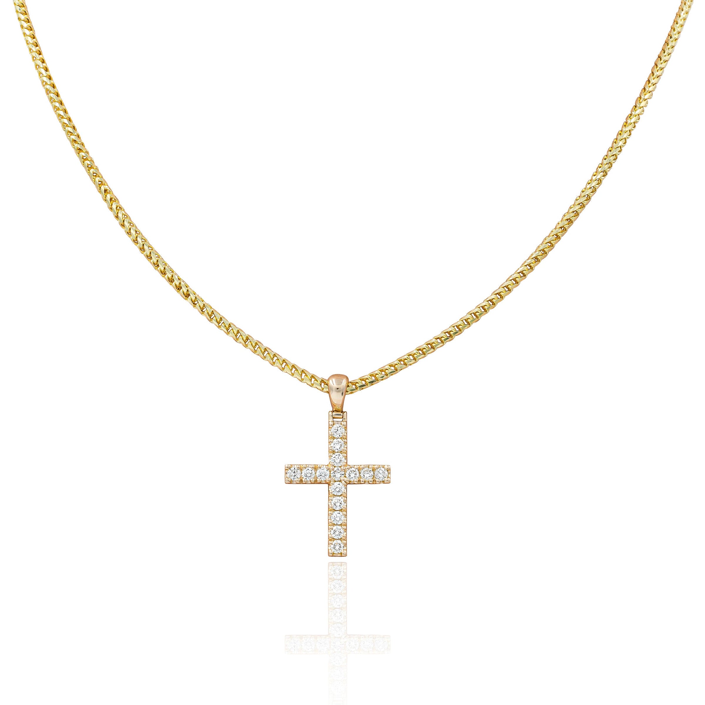 Gold cross necklace with diamonds