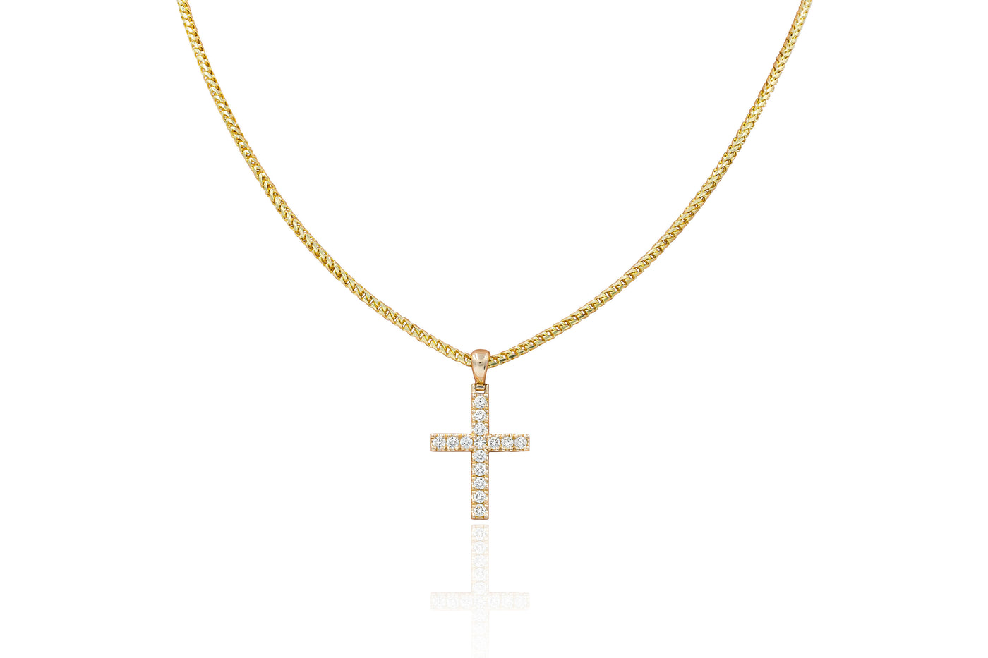 Yellow Gold Baby Diamond Cross