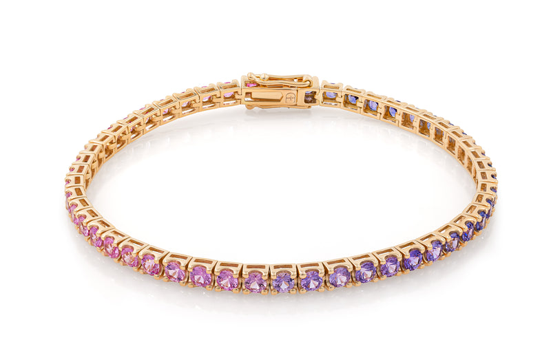 Pink Purple Gradient Rose Gold Tennis Bracelet