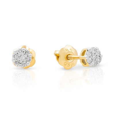 14kt yellow baby cluster earrings