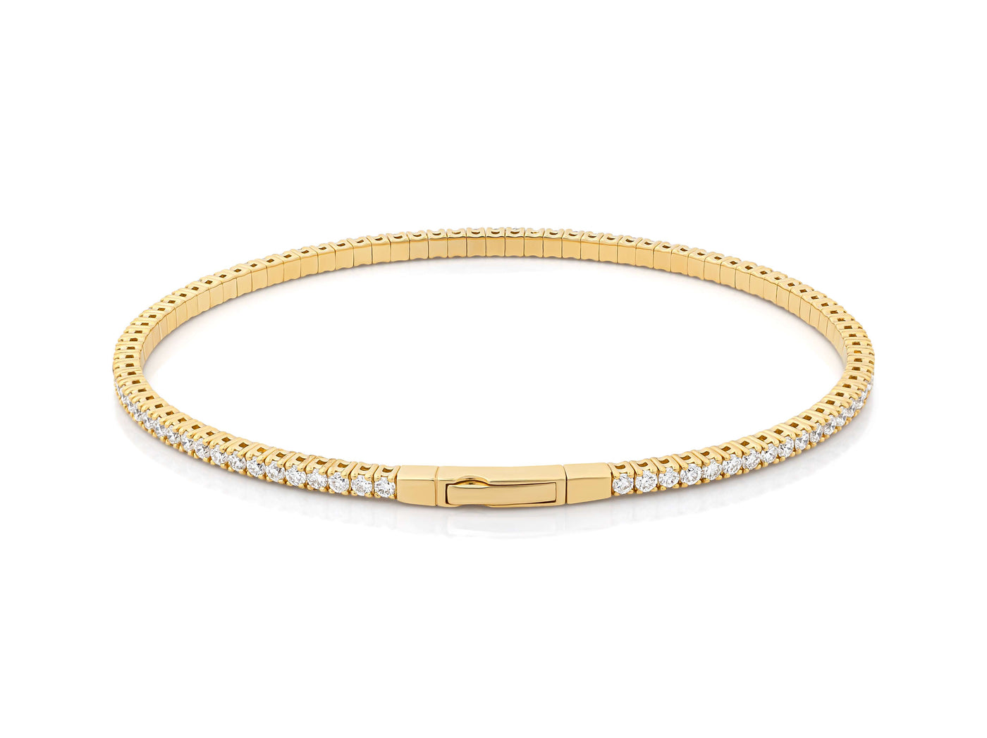 Yellow Gold Diamond Flex Bangle Half Way