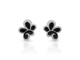 18kt floral butterfly black and white diamond earrings