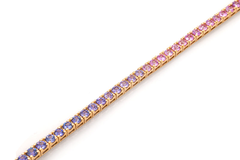 Pink Purple Gradient Rose Gold Tennis Bracelet