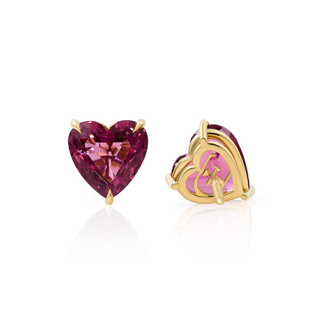 Rubellite Heart Shape Studs