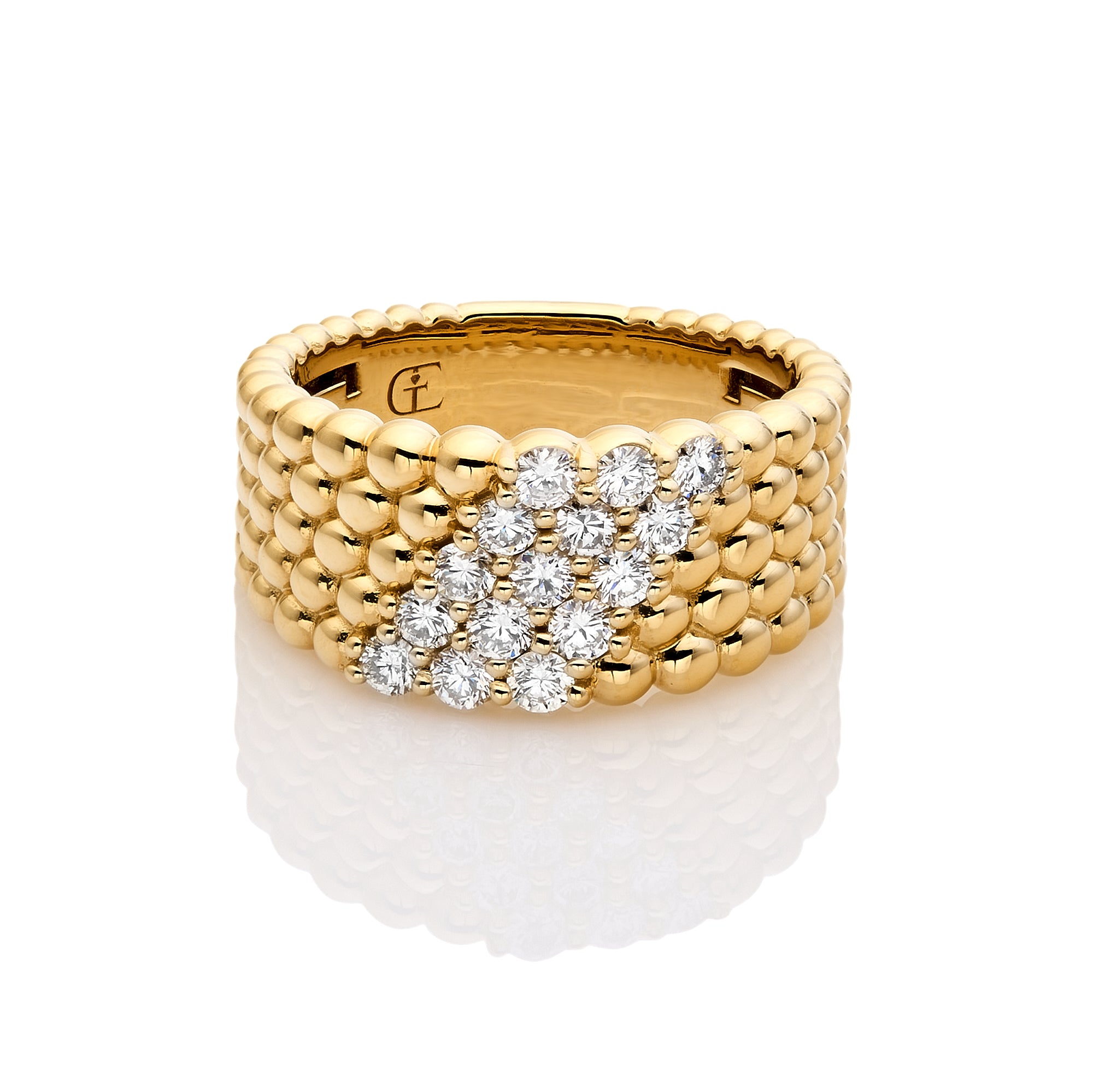 Yellow Gold Beaded Ring