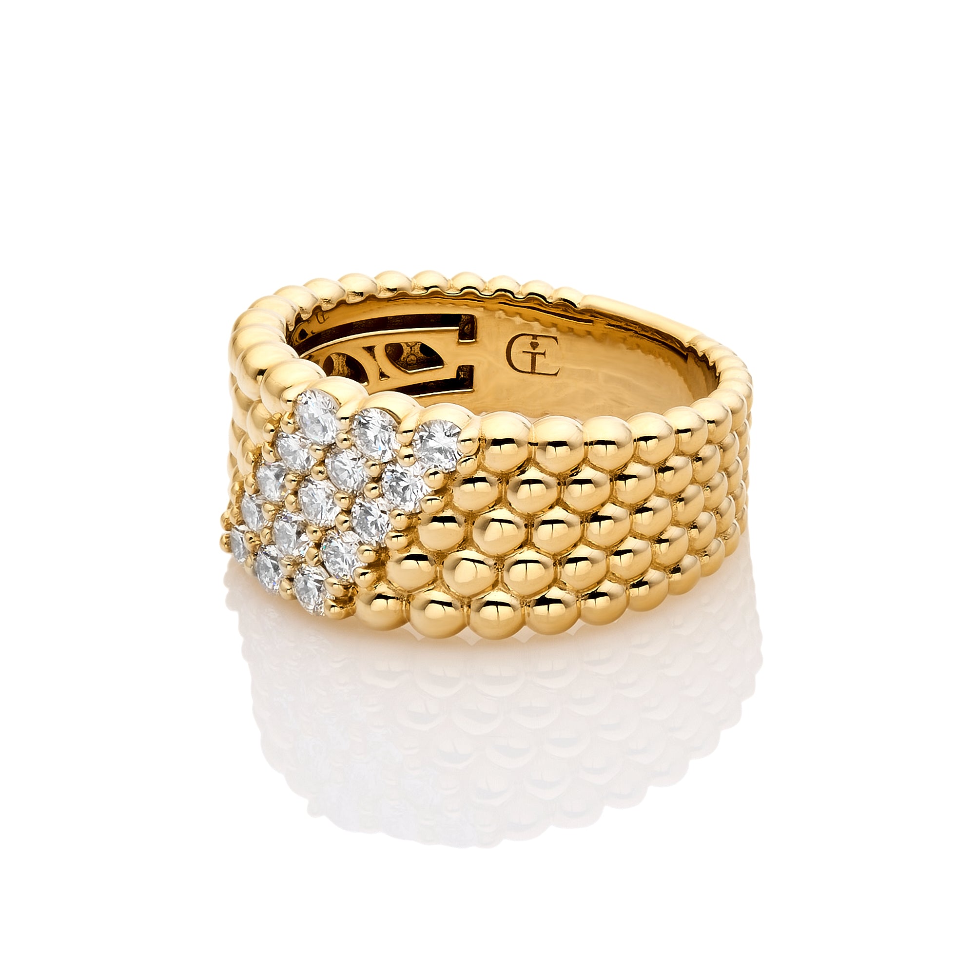 Yellow Gold Beaded Ring