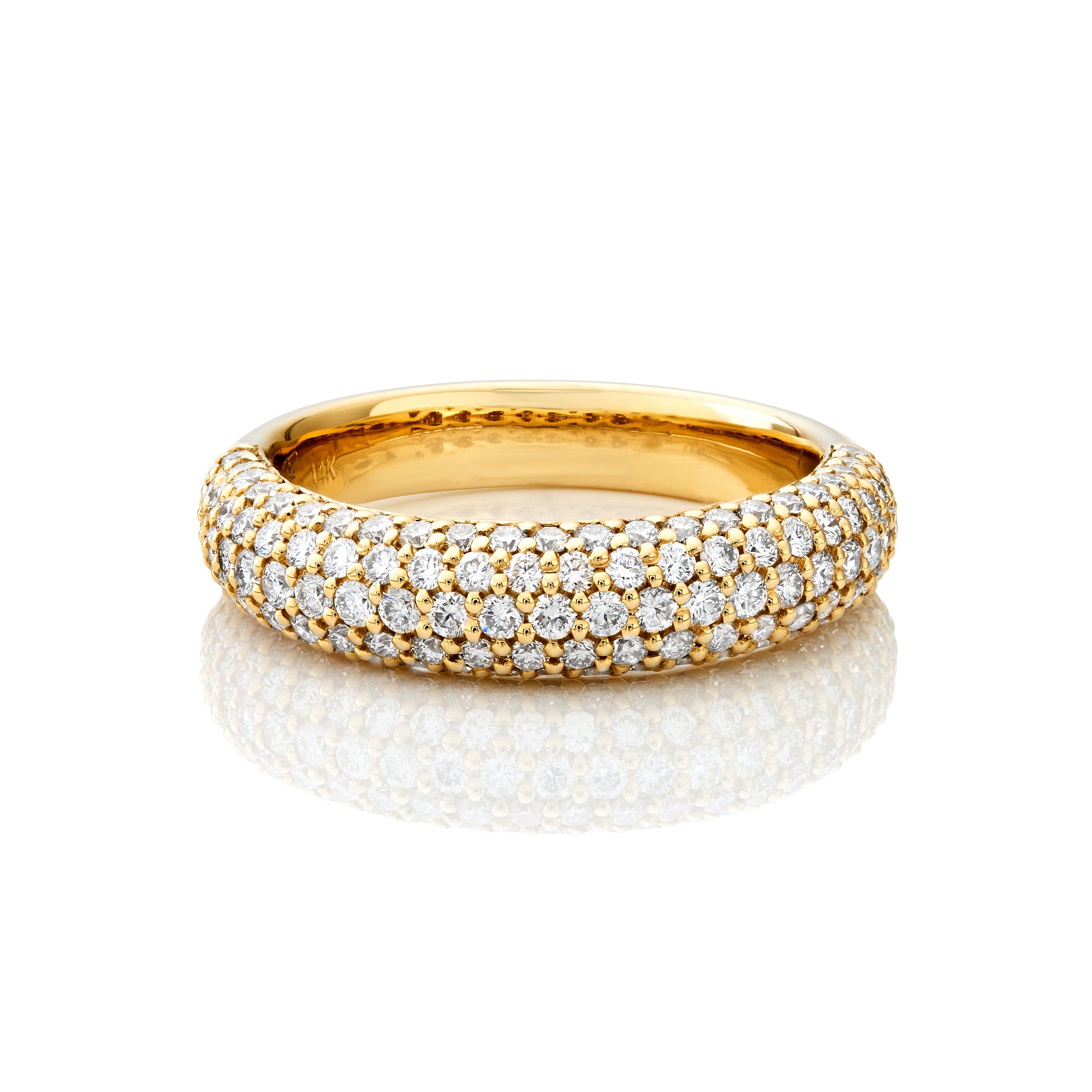 Yellow Gold Pave 5 Row Ring