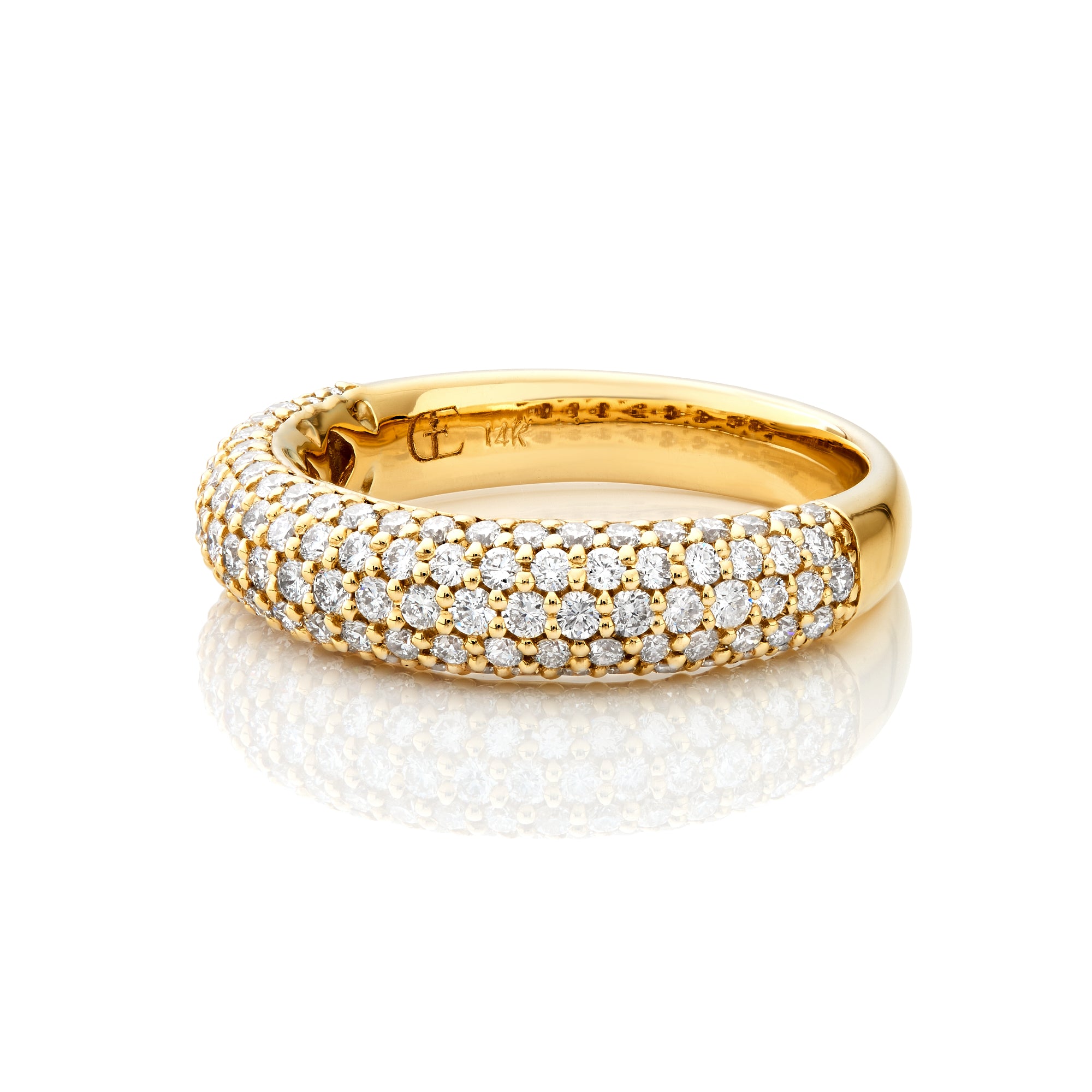 Yellow Gold Pave 5 Row Ring
