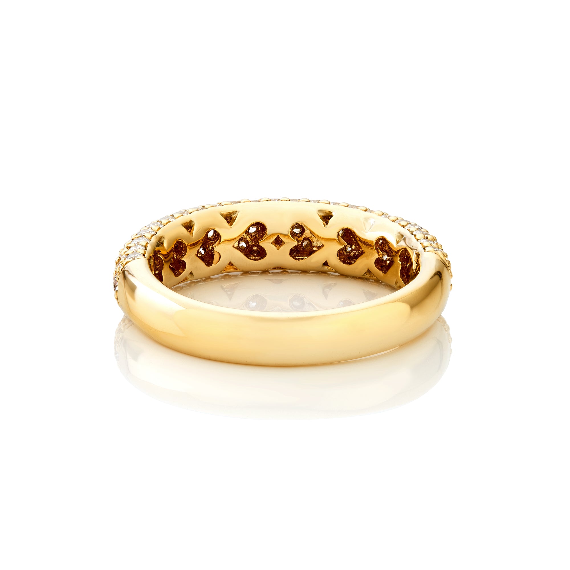 Yellow Gold Pave 5 Row Ring