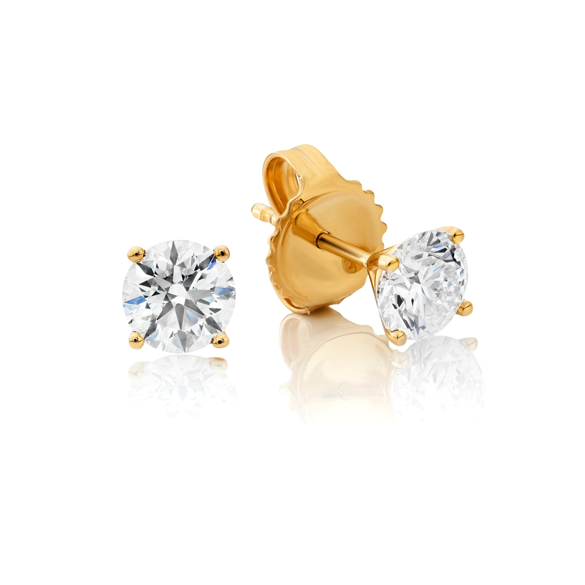 14K Gold Diamond Studs 0.96ct Total