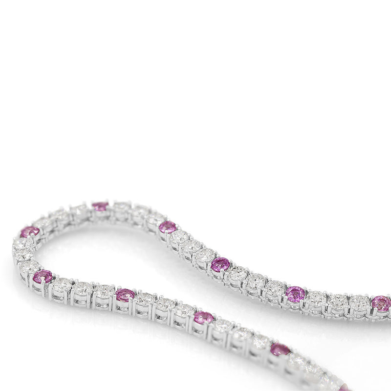 Diamond & Pink Sapphire Tennis Chain