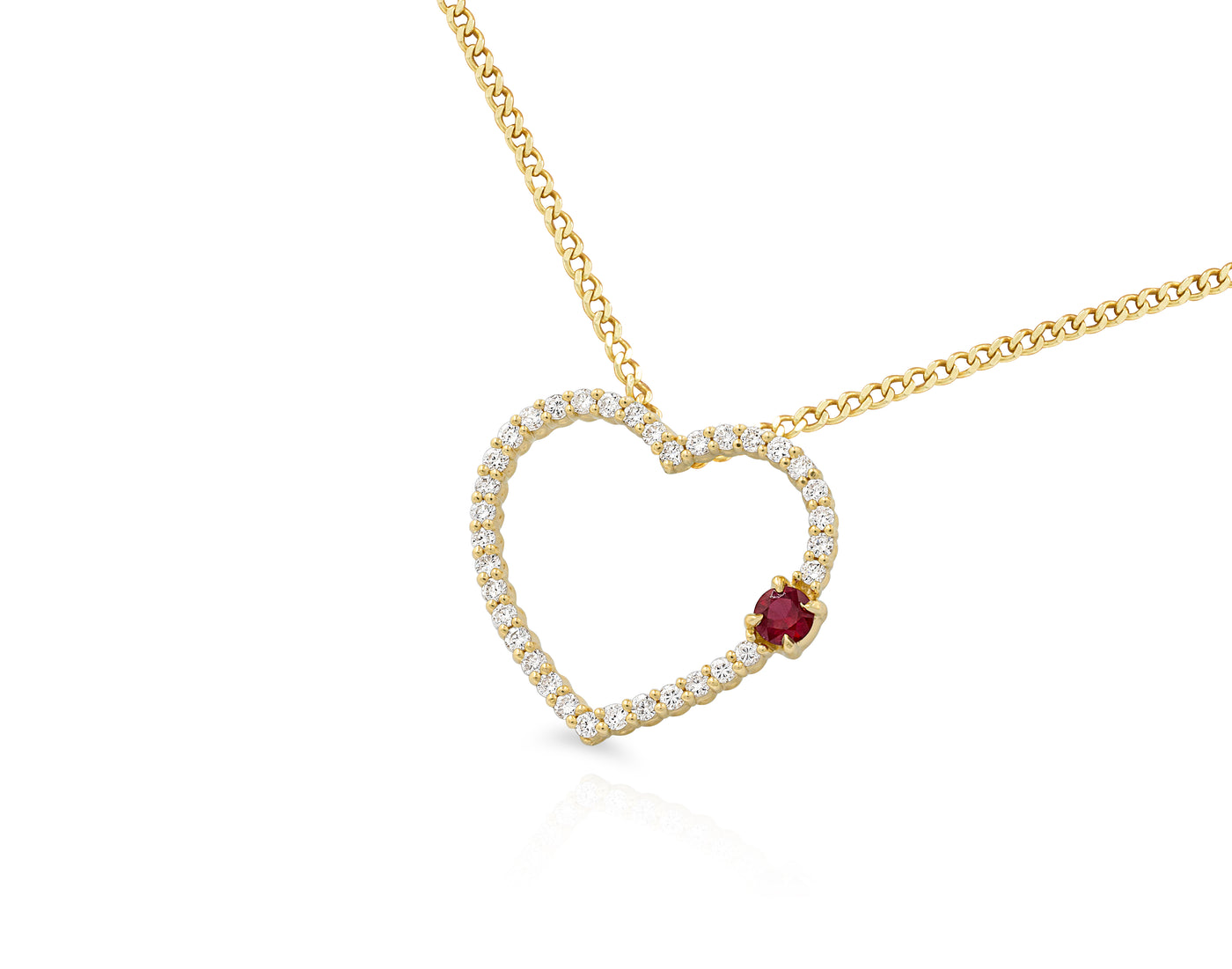 Diamond Heart with Ruby Pendant