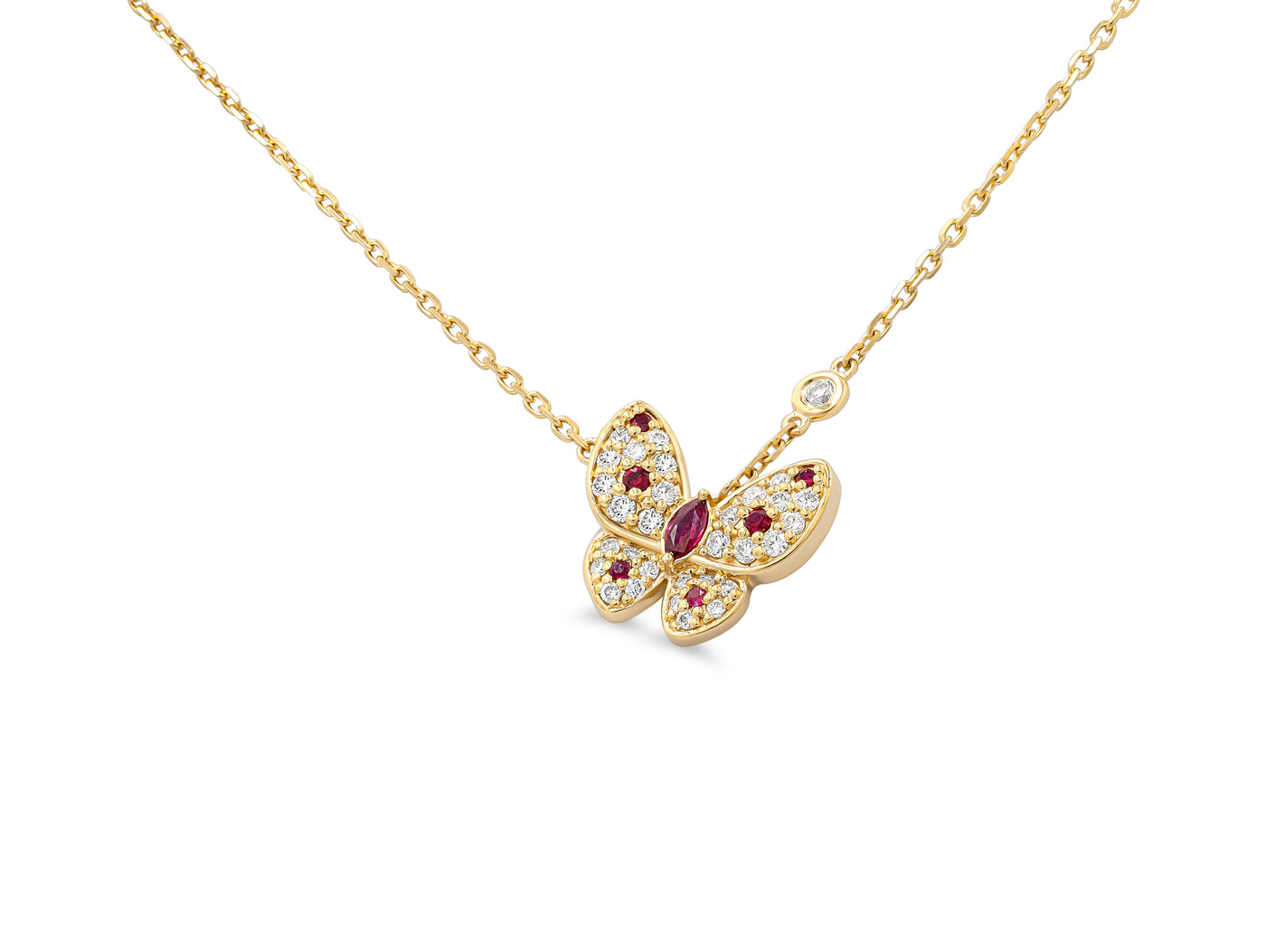 Diamond and Ruby Butterfly Necklace