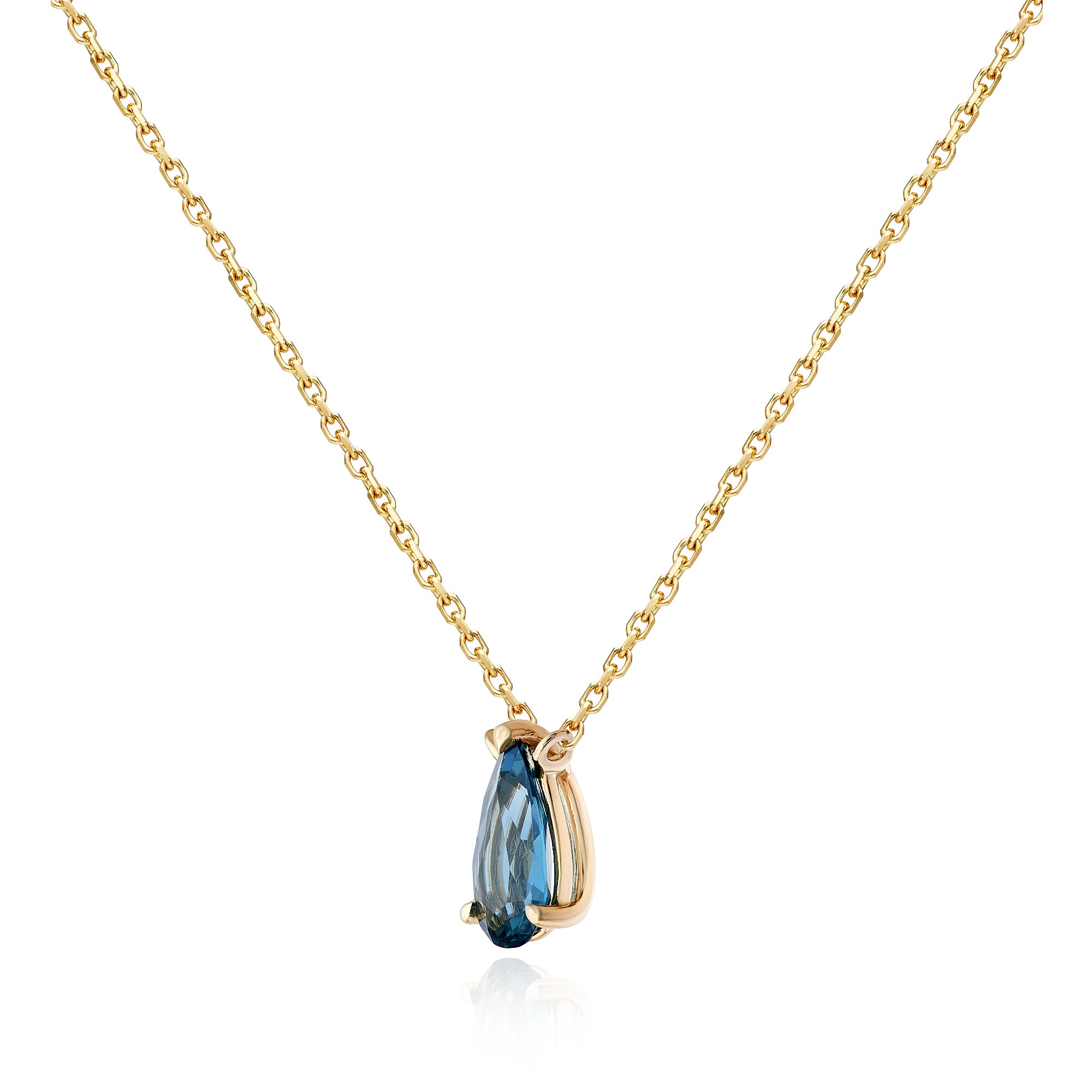 Teal Blue Pear Shape Sapphire Pendant