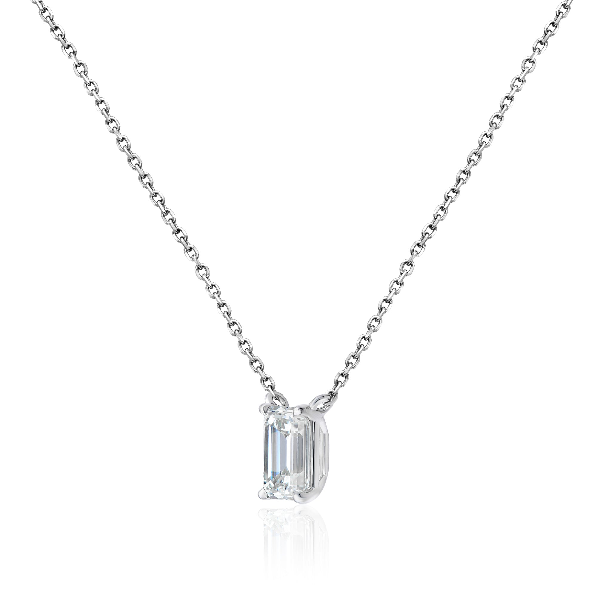 Diamond Emerald Cut Solitaire Pendant (1.10ct)