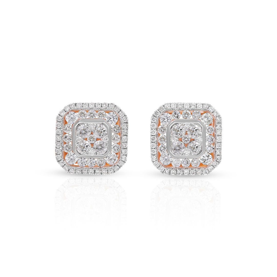 Diamond Square Stud Earrings