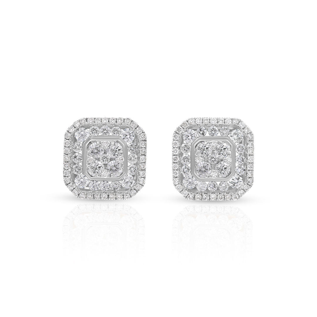 Diamond Square Stud Earrings