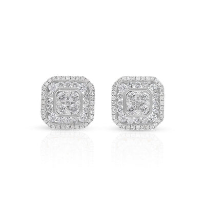 Diamond Square Stud Earrings