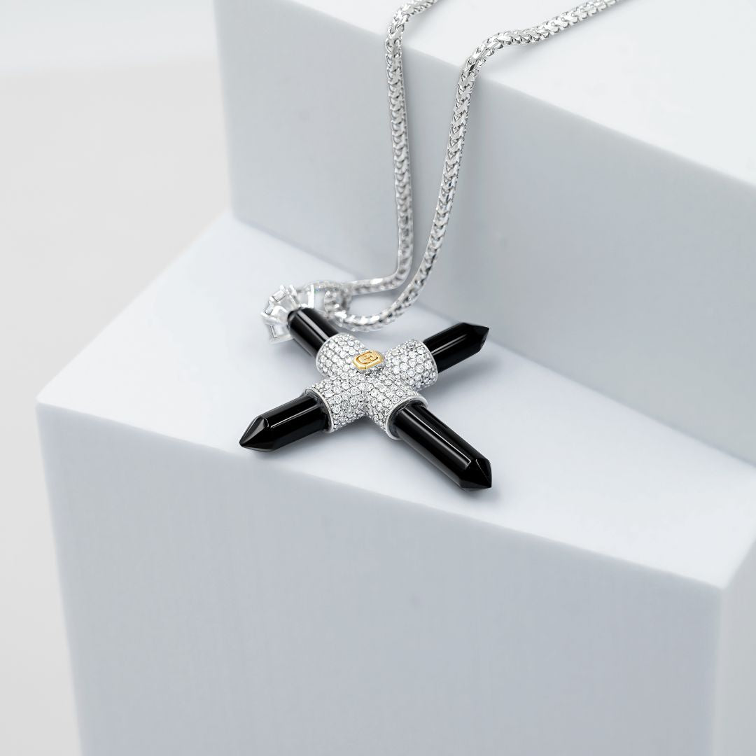 Bloomingdale's Men's Black Onyx Cross Pendant Necklace in 14K Yellow Gold,  20