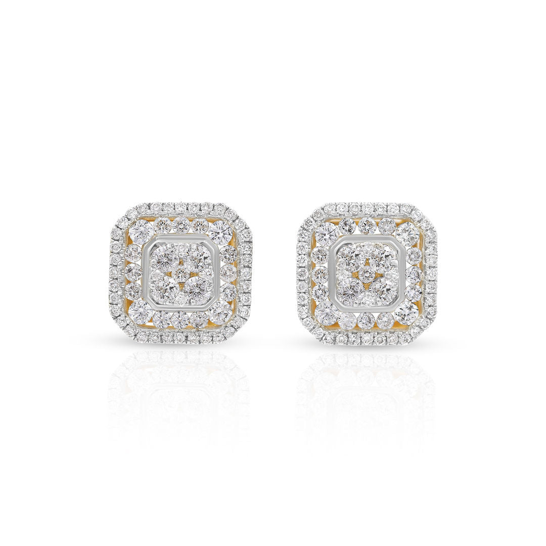 Diamond Square Stud Earrings