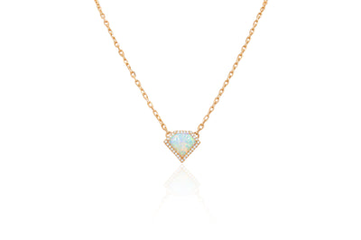 Rose gold opal and diamond pendant