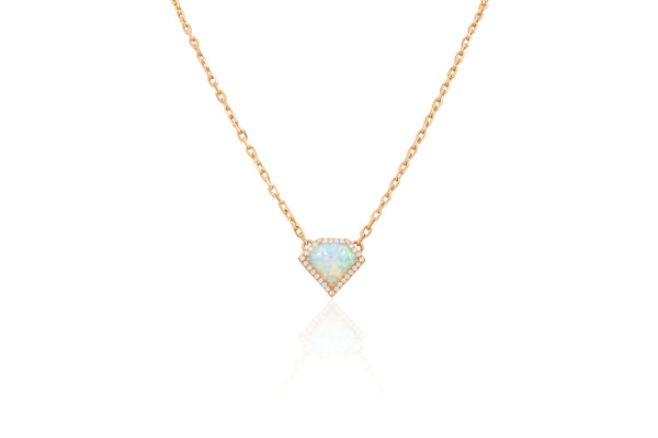 Rose gold opal and diamond pendant