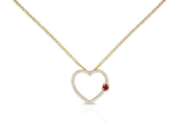 Diamond Heart with Ruby Pendant