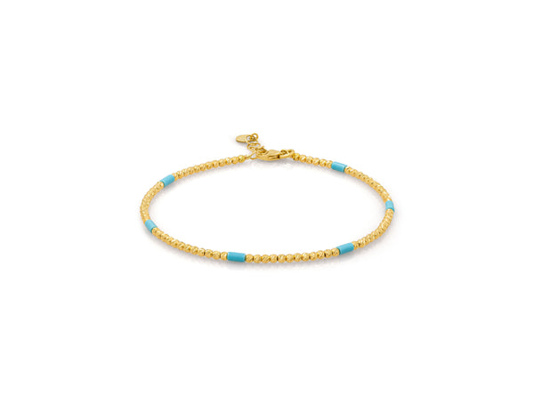 Turquoise Moon Cut Bead Bracelet