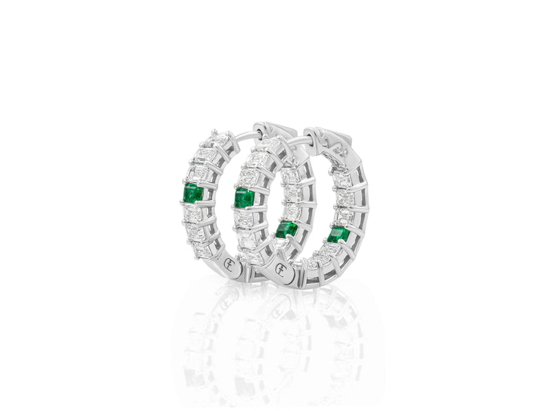 Emerald cut diamond hoops