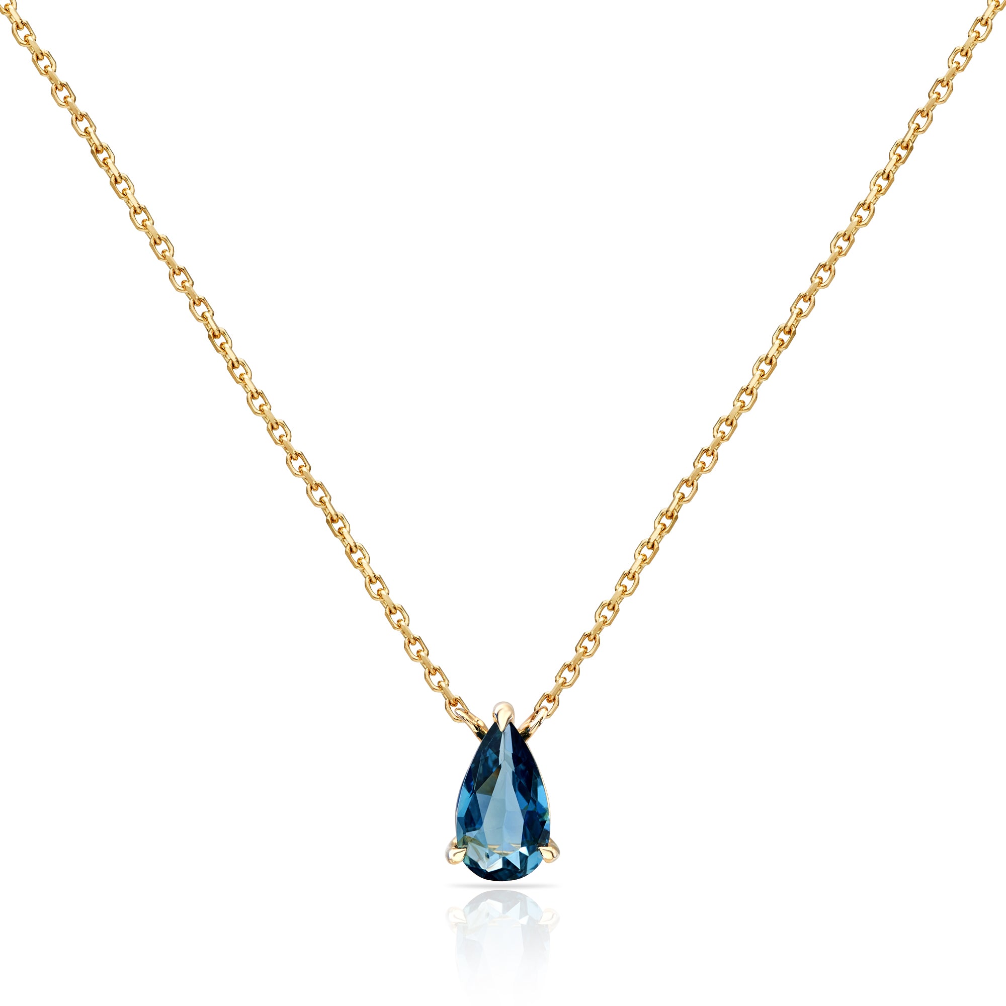 Teal Blue Pear Shape Sapphire Pendant