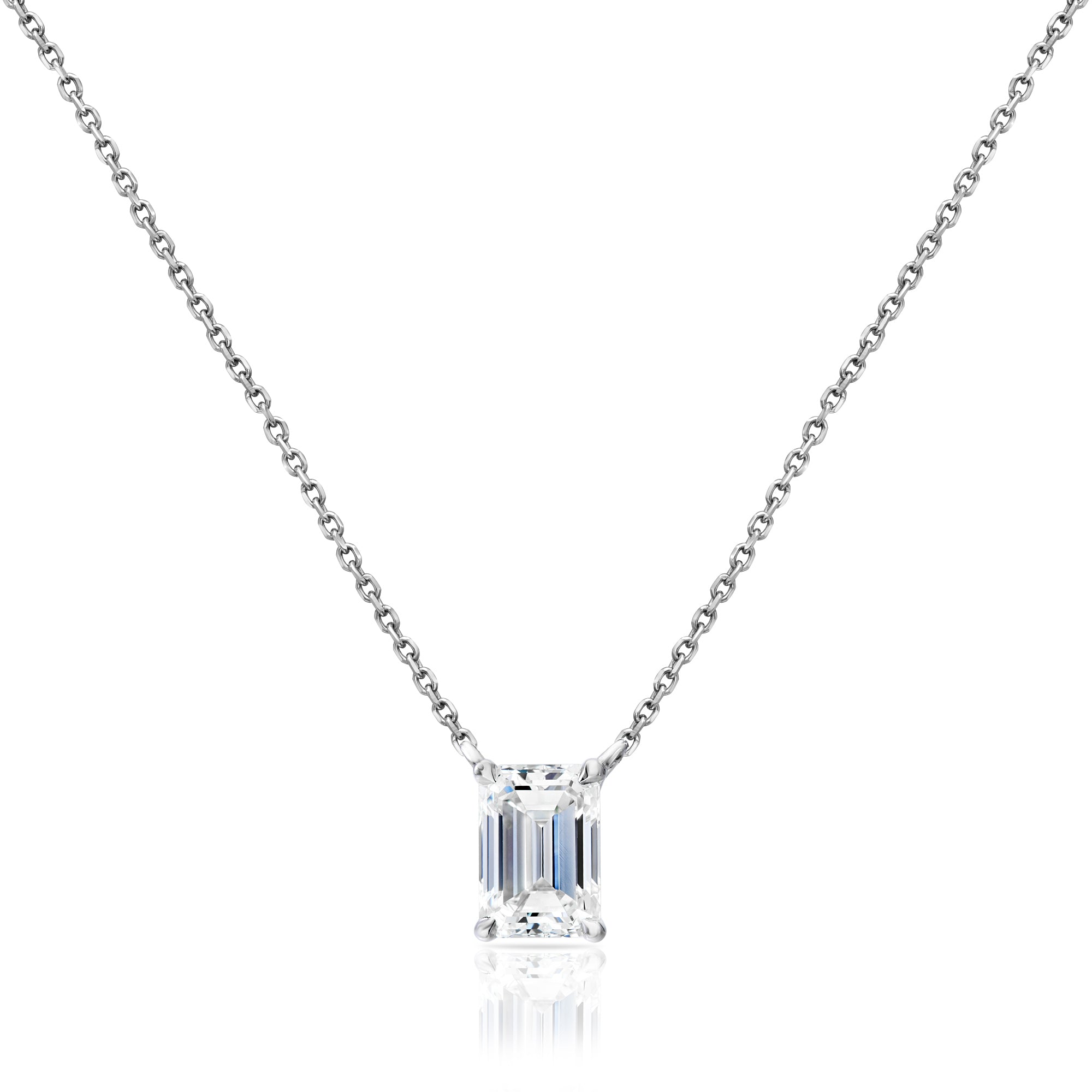 Diamond Emerald Cut Solitaire Pendant (1.10ct)