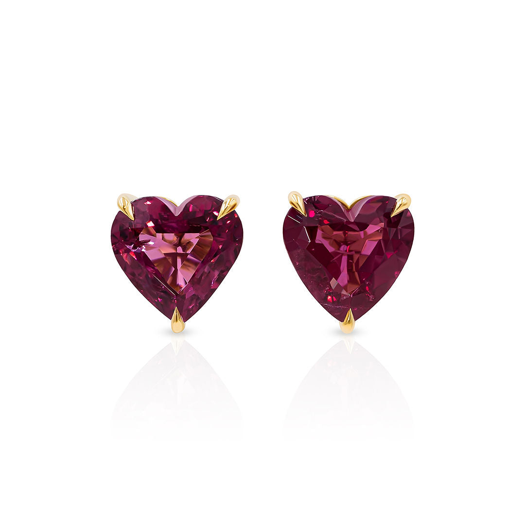 Rubellite Heart Shape Studs