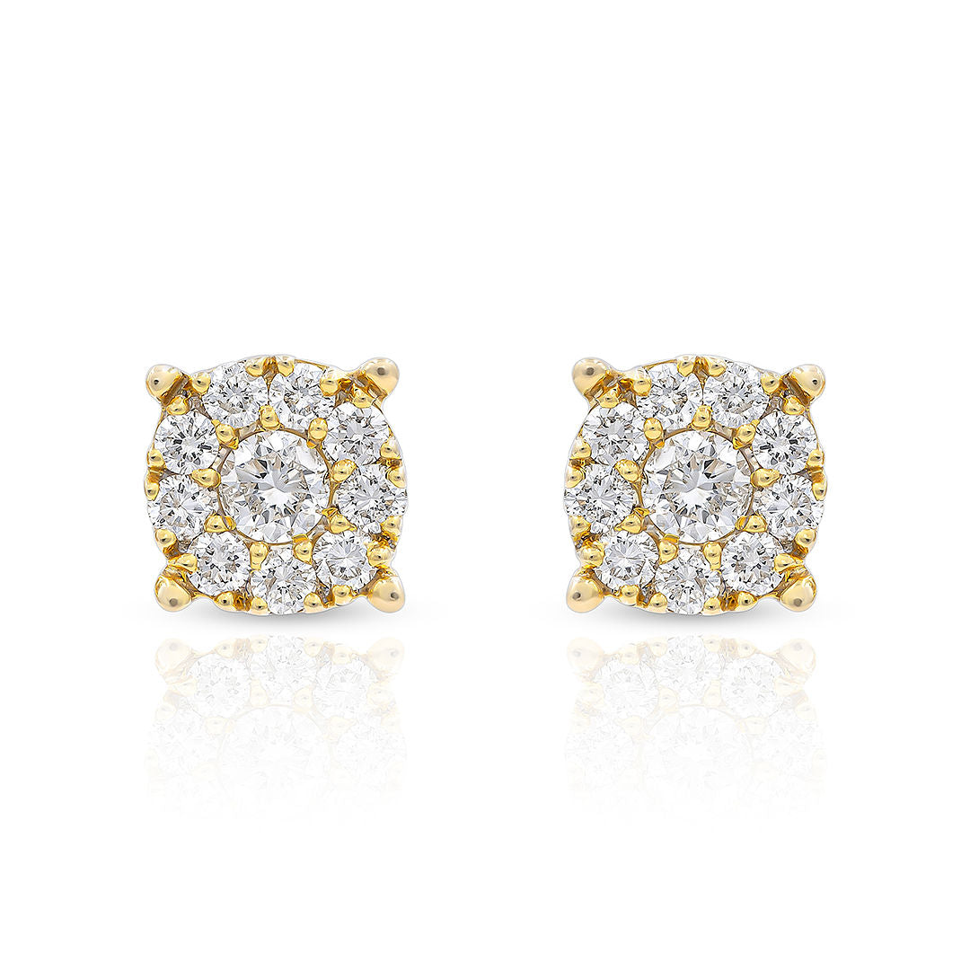 Ten Stone Cluster Diamond Earrings
