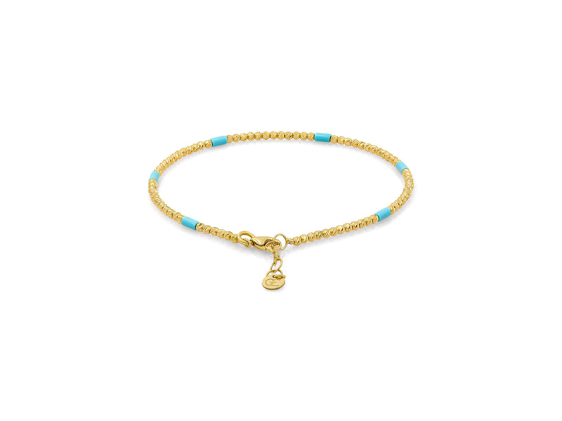 Turquoise Moon Cut Bead Bracelet