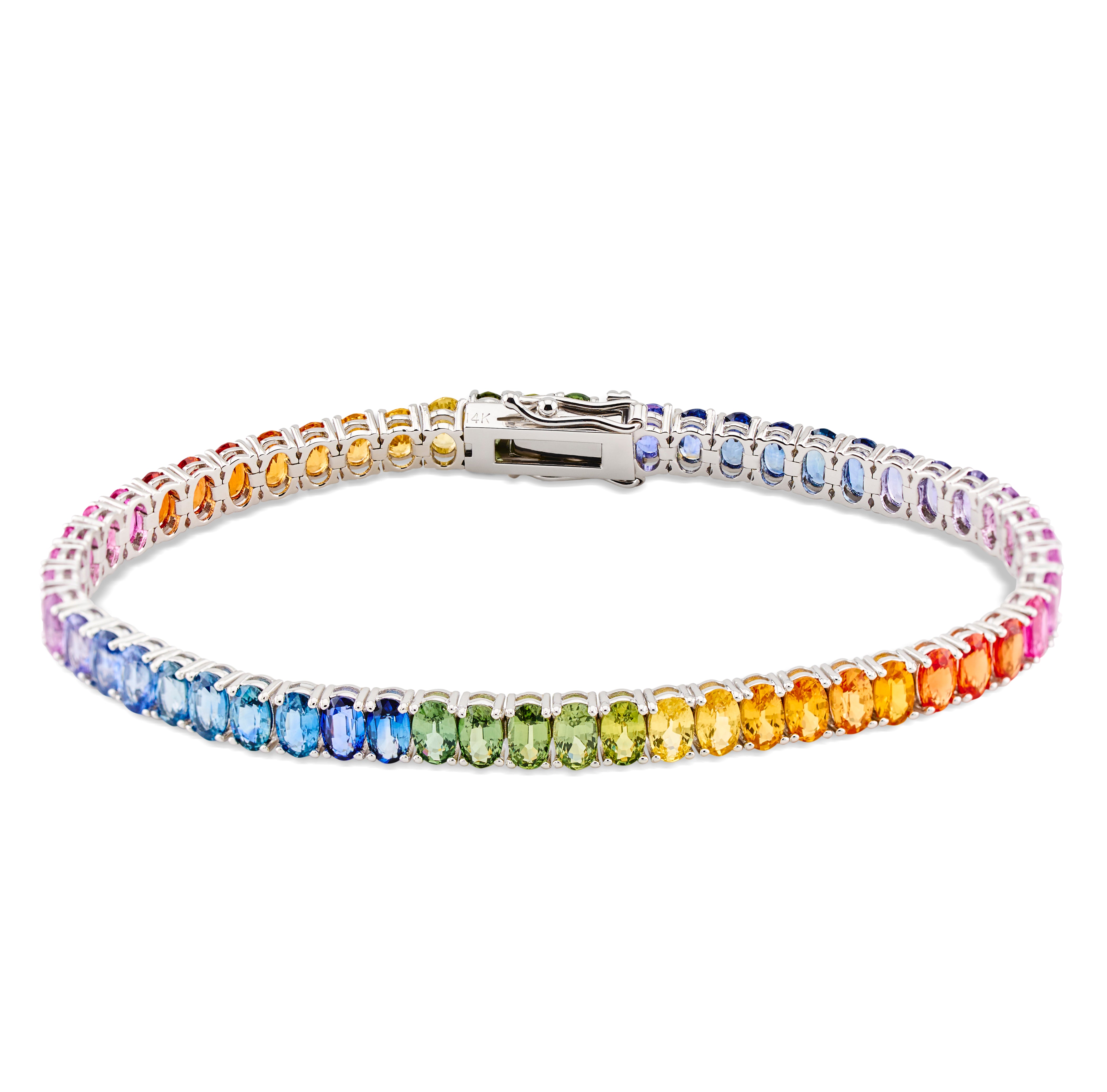 Oval Rainbow Sapphire Tennise Bracelets