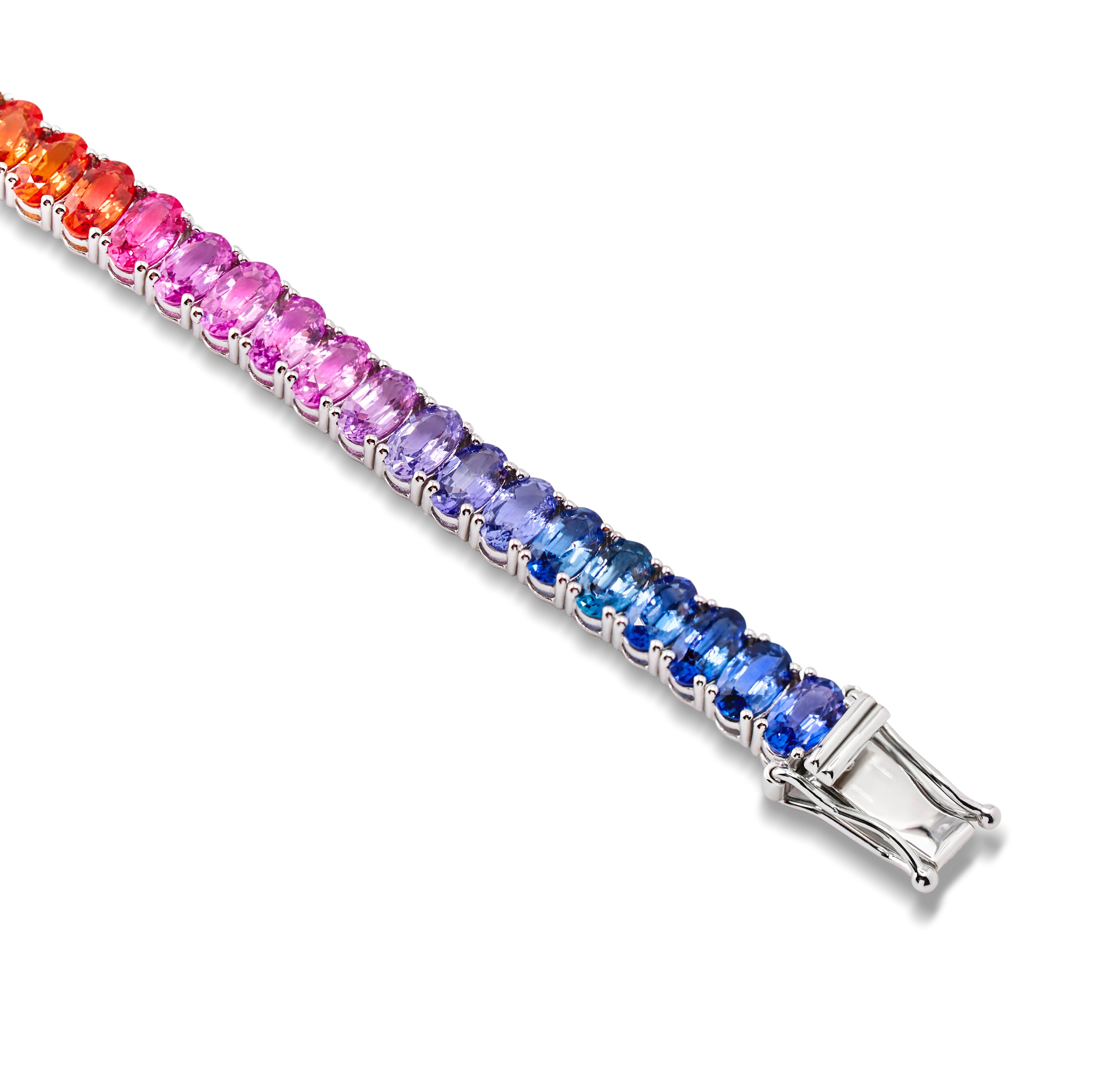 Oval Rainbow Sapphire Tennise Bracelets