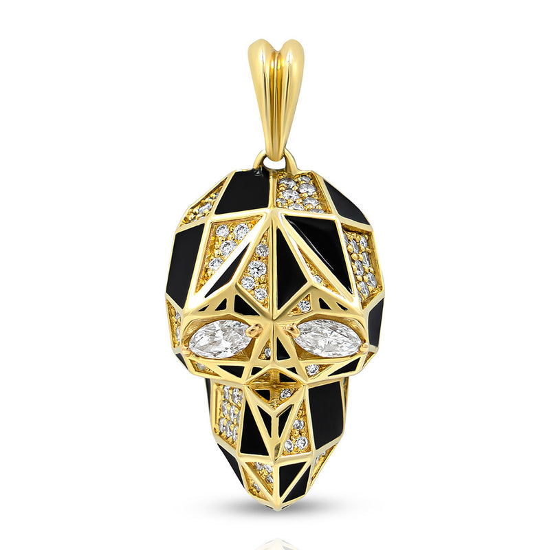 Diamond Skull Pendant with Black Onyx