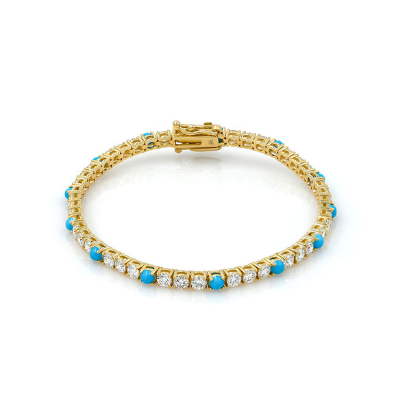 Diamond & Turquoise Tennis Bracelet