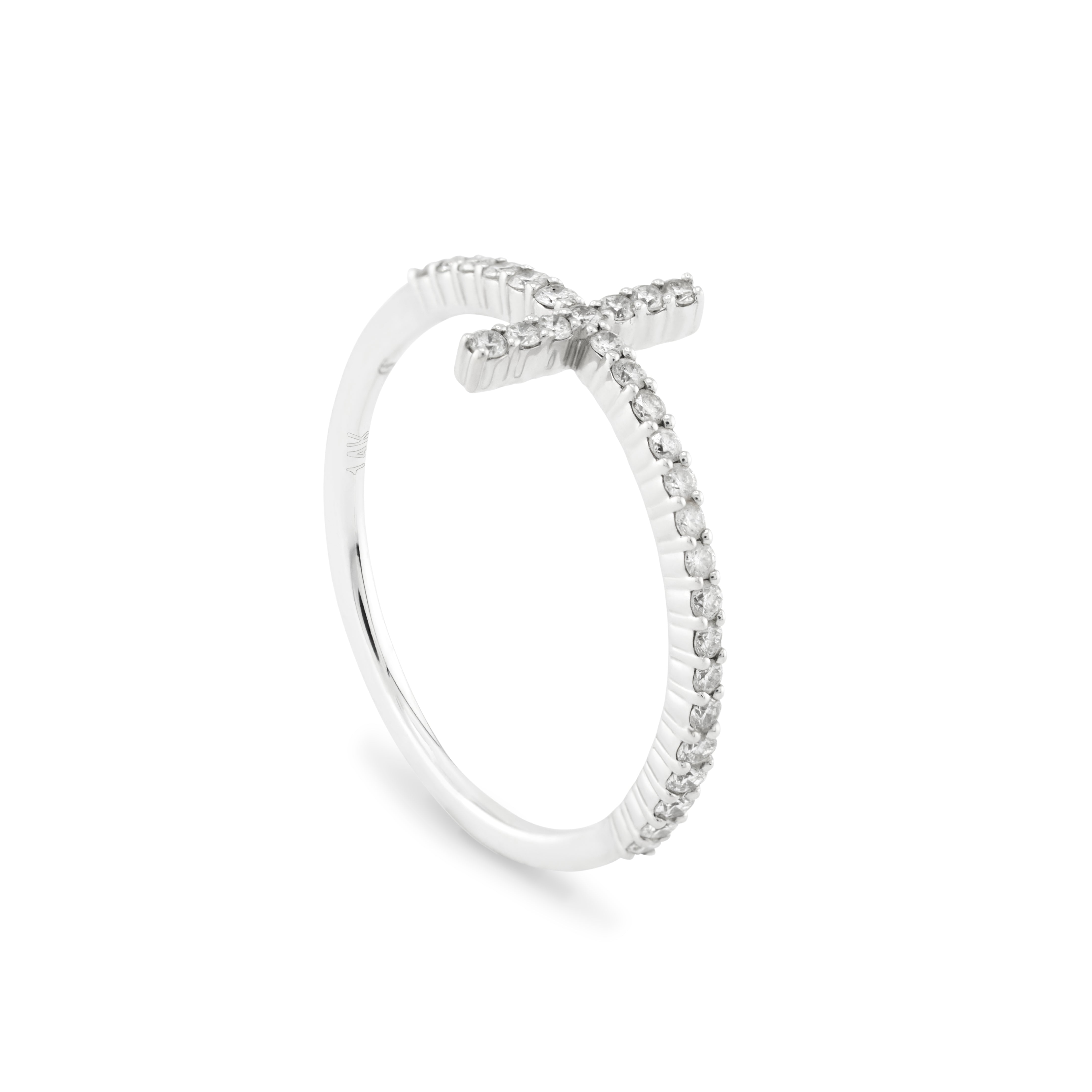 White Gold Horizontal Cross Ring
