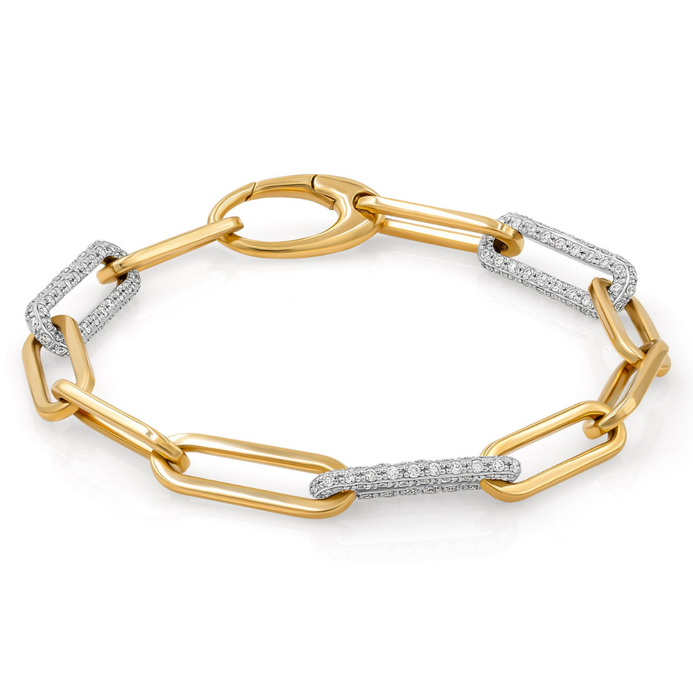 Yellow Gold Diamond Paperclip Bracelet