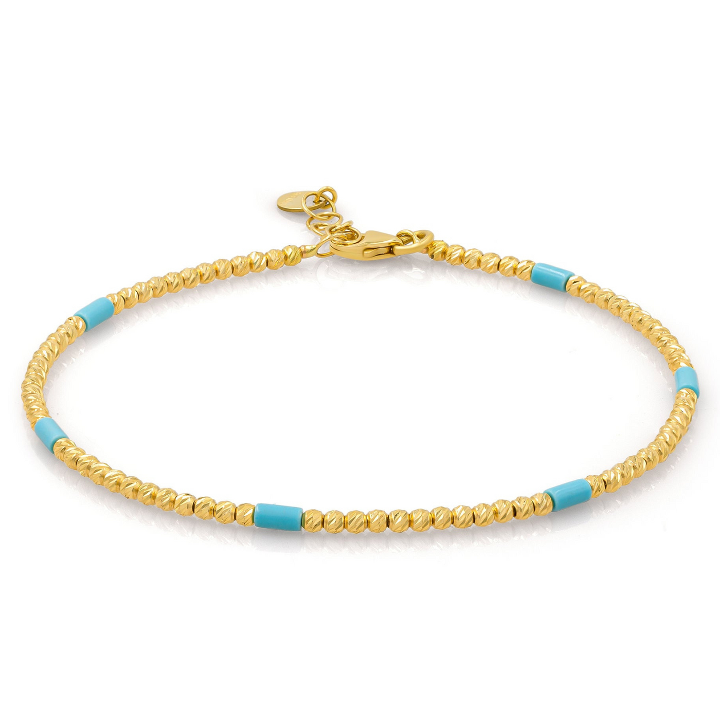 Turquoise Moon Cut Bead Bracelet