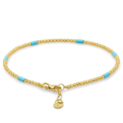 Turquoise Moon Cut Bead Bracelet