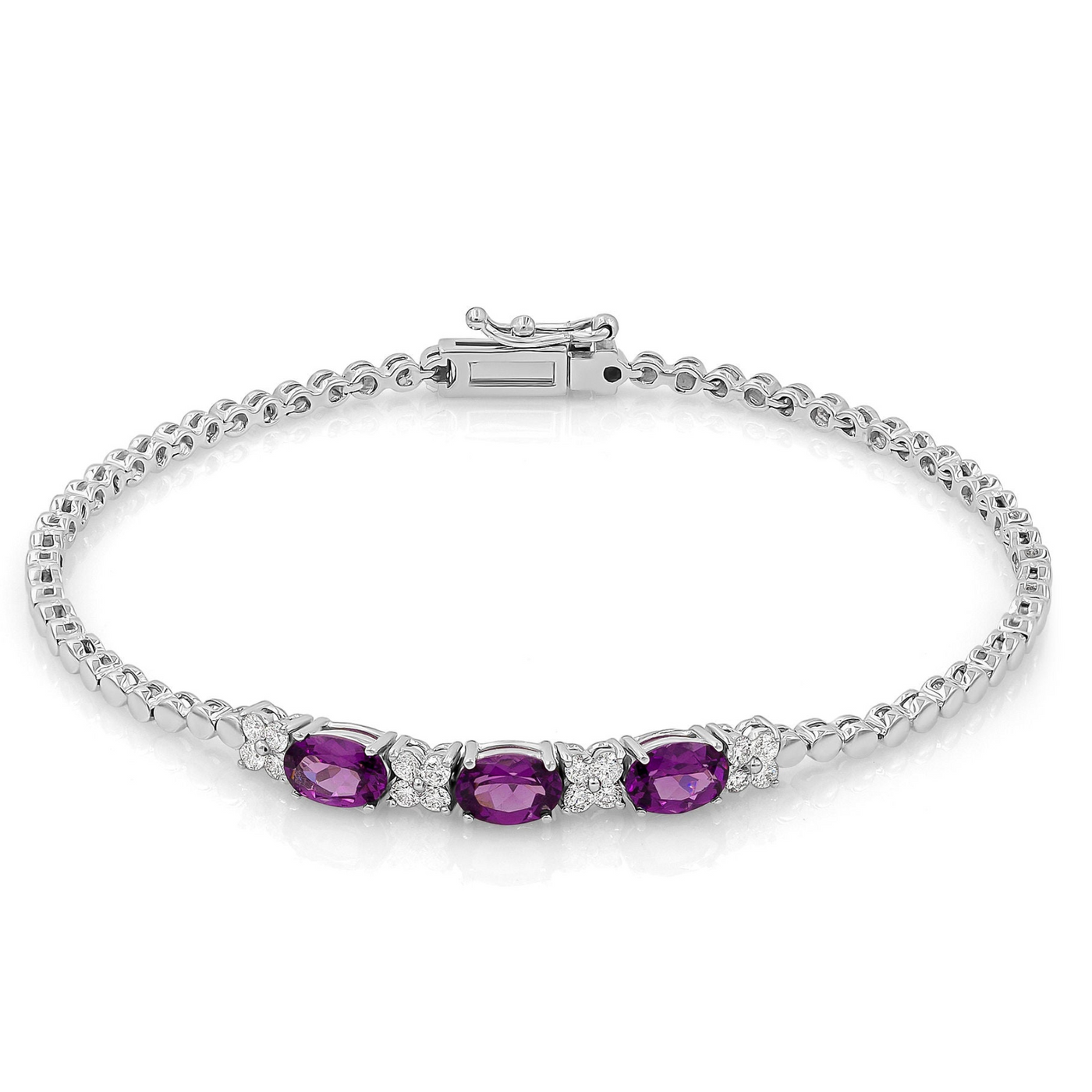 Amethyst oval bracelet with diamonds