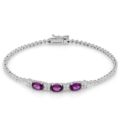 Amethyst oval bracelet with diamonds