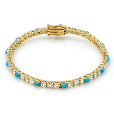 Diamond & Turquoise Tennis Bracelet